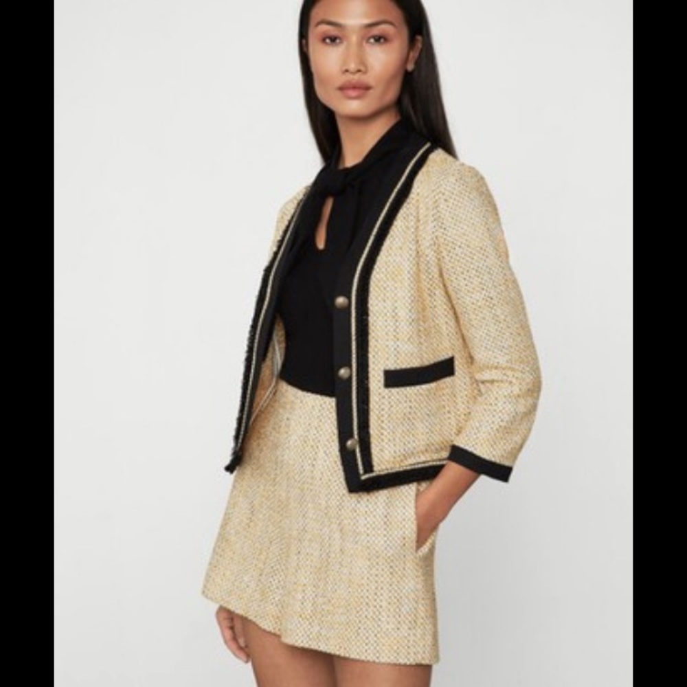 NEW BCBG MAXAZRIA Tweed Blazer Short 2PC Suit XS 2